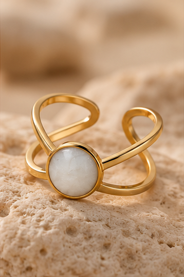 Bague boucles Ovale Plaquée Or 18 Carats