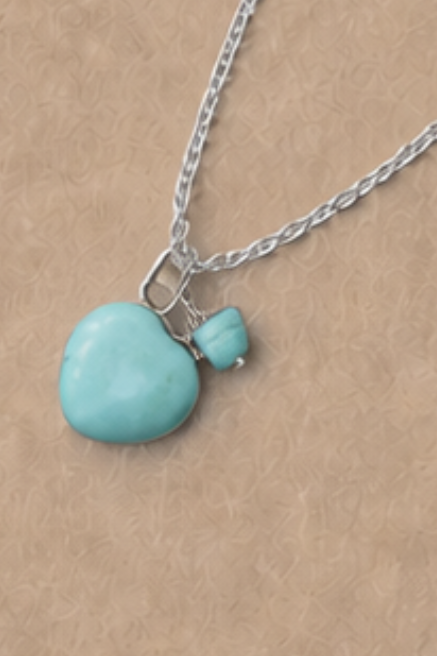 Collier flacon de parfum turquoise – Pendentif cœur avec applicateur