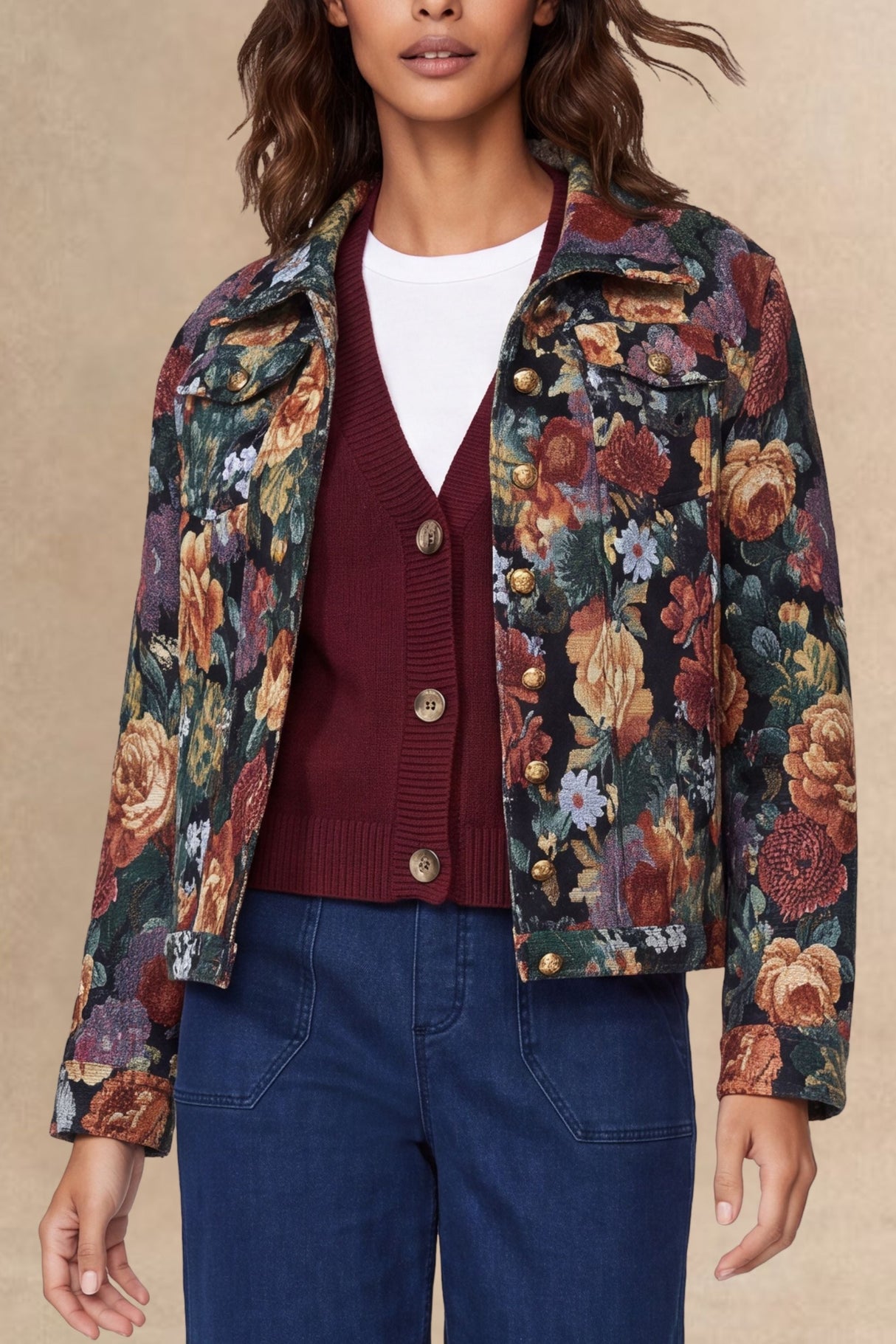 Tatiana women's floral jacquard jacket – front view