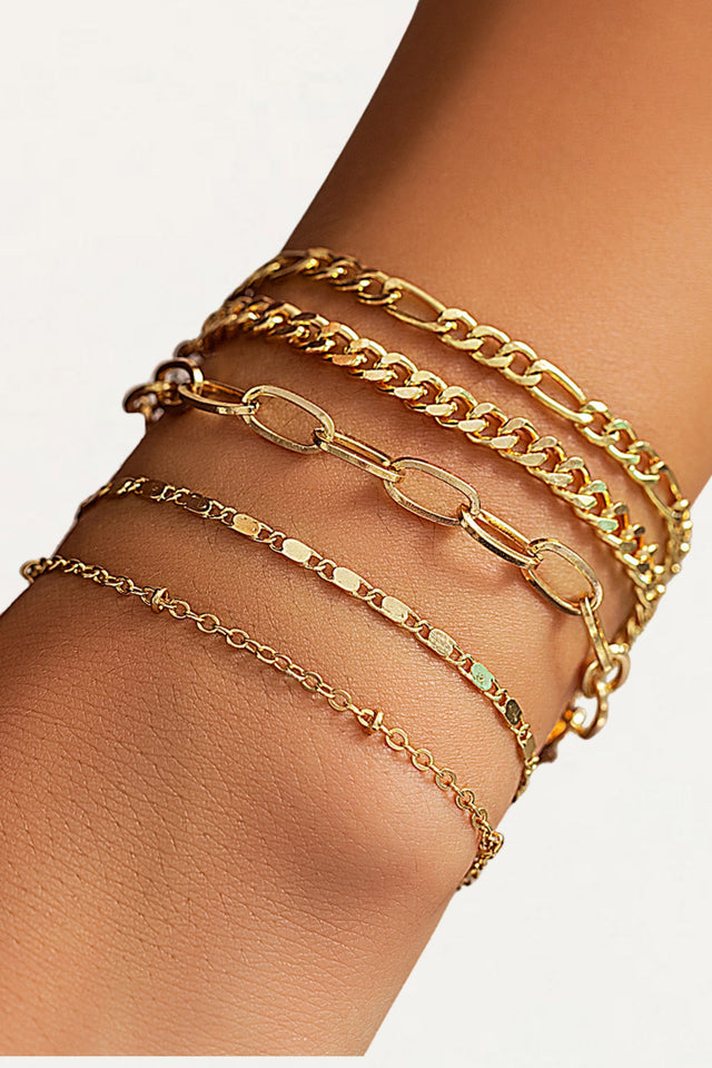 Caden Chain Bracelet Set Gold