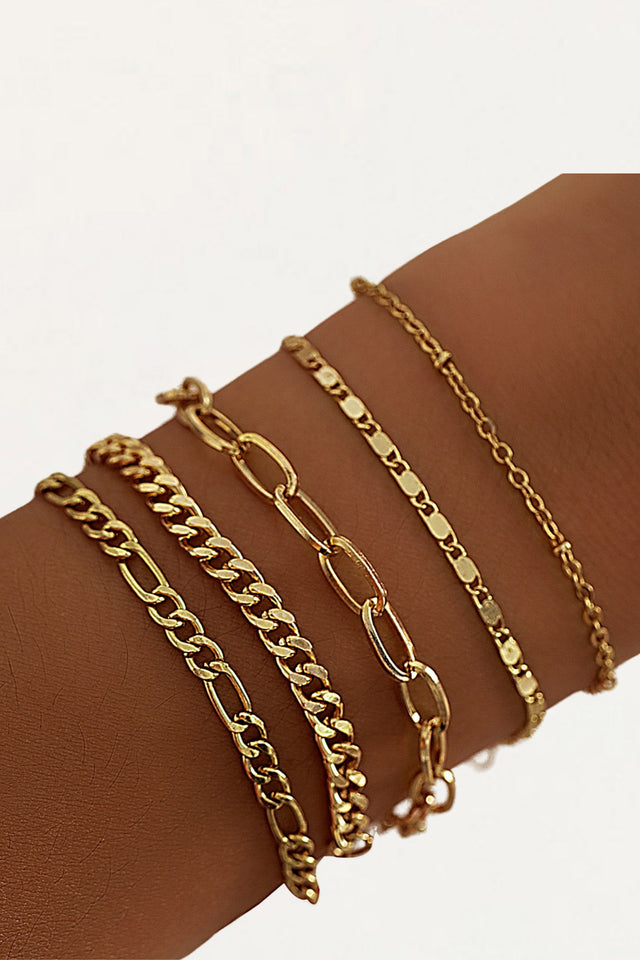 Caden Chain Bracelet Set Gold