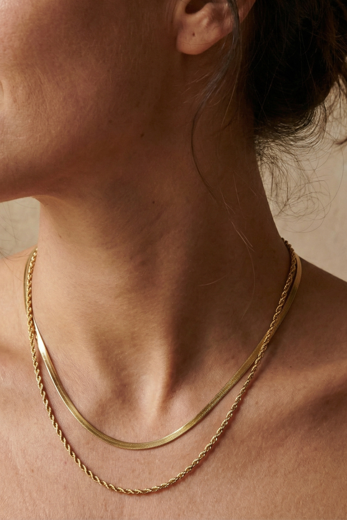 18K Collier Double Chaîne Dorée