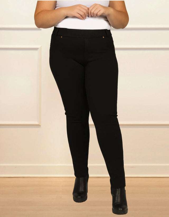 Lisa Stretch Pants Quality Jeggings Solid Black - Onze Montreal