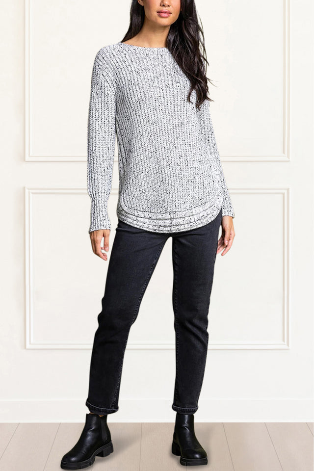 Elodie Mix Ribbed Knit Mix Sweater