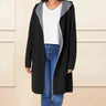 Nora Hooded Open Front Knit Cardigan Black - Onze Montreal