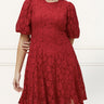 Calista Dress Cotton Blend Fit & Flare Red Lace - Onze Montreal