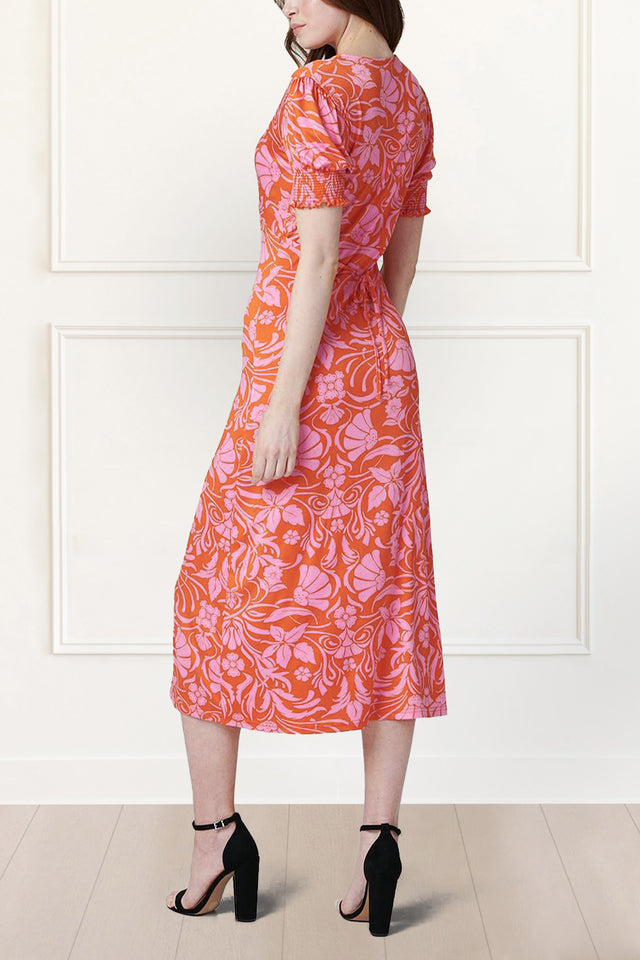 Paula Bodycon Dress Floral Print Orange