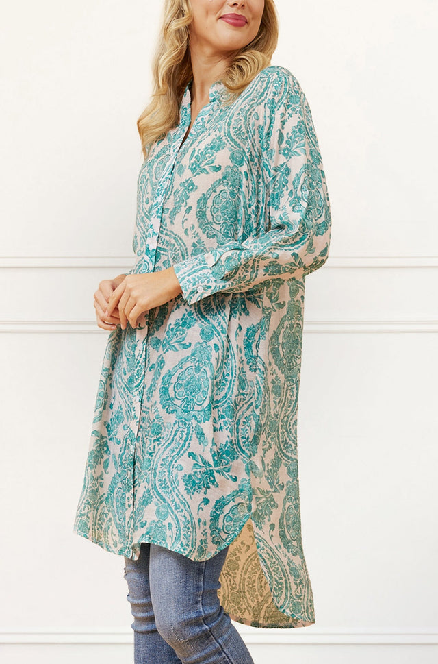 Cezanne Robe Chemise Tunique Semi-Transparente Imprimé Cachemire