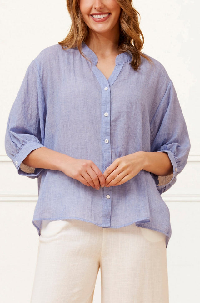Roxanne Oversized Semi-Sheer Shirt Blouse Solid