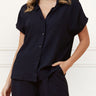 Vera Linen Shirt Short Sleeves Button Solid - Onze Montreal