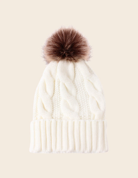 Beannie Hat Pompom Cable Knit - Onze Montreal White Onze Montreal