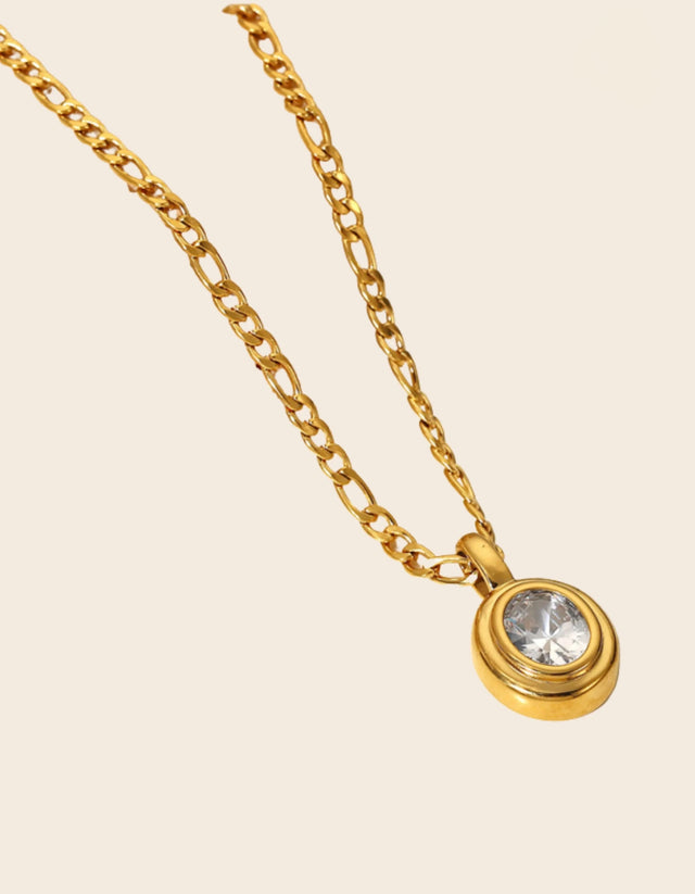 Necklace Gold Oval Pendant - Onze Montreal