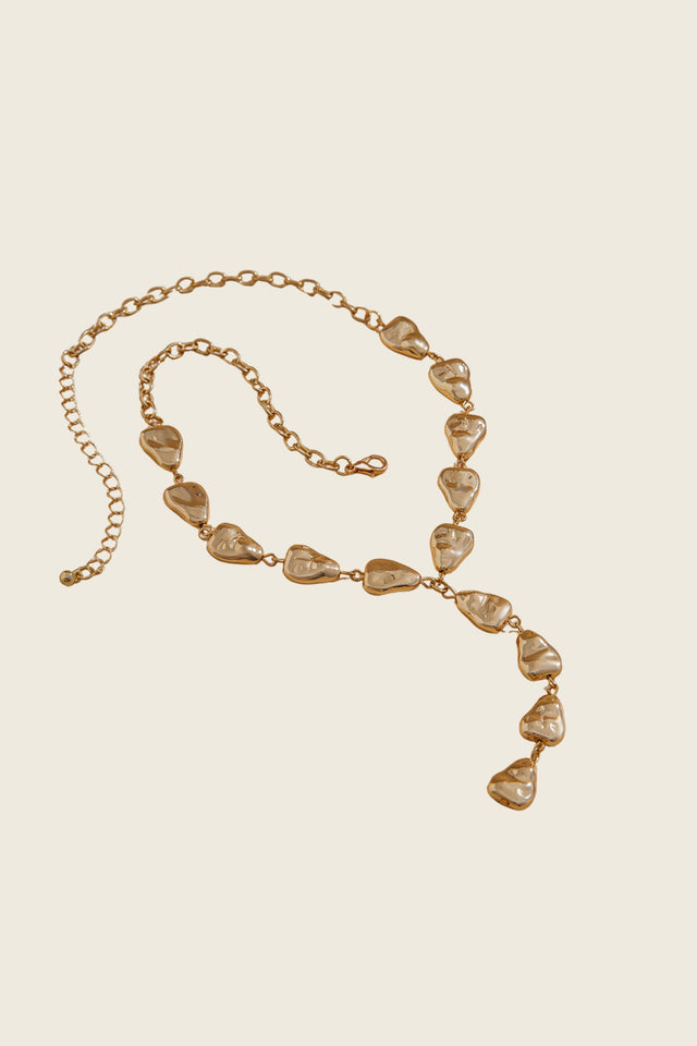 Irregular Y-shaped Necklace Flat Water Drop