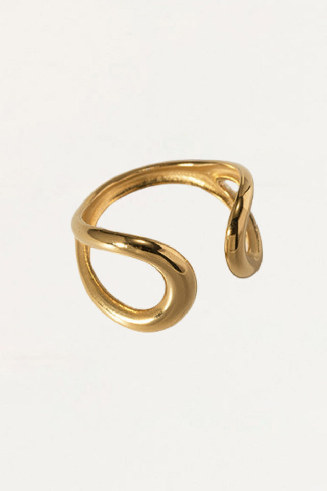 Aurelie Ring Bold Lines Abstract Geometric Gold