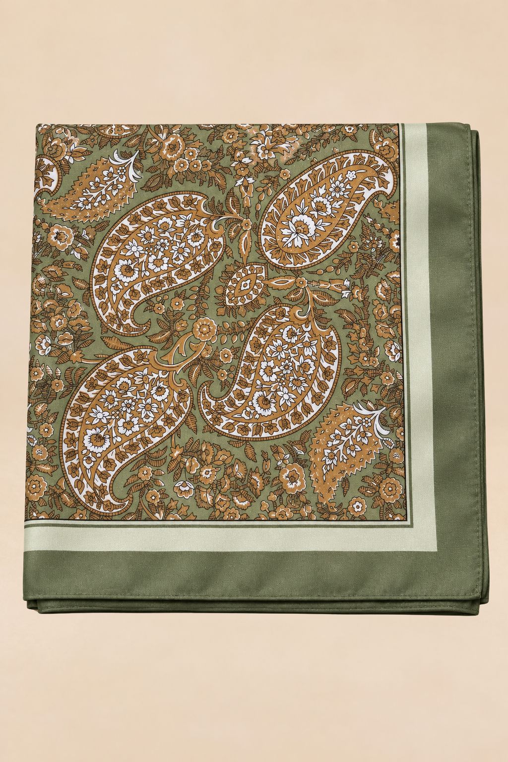 Foulard Carré À Motif Cachemire Floral Vert