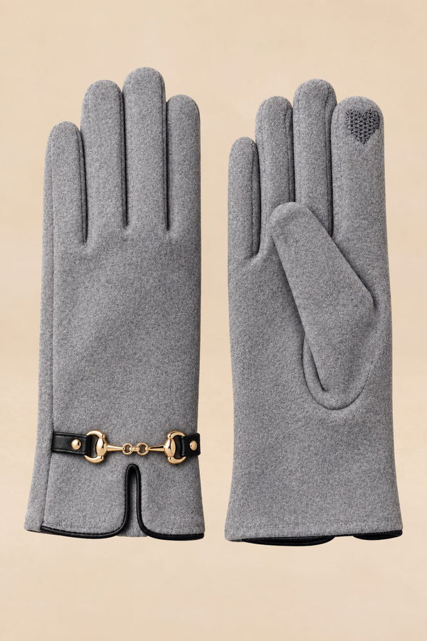 Gants D'hiver Gris Détail Chaîne