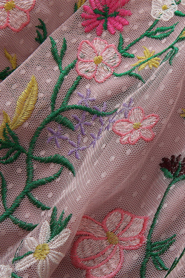 Anouck Midi Dress Embroidery Floral Pink