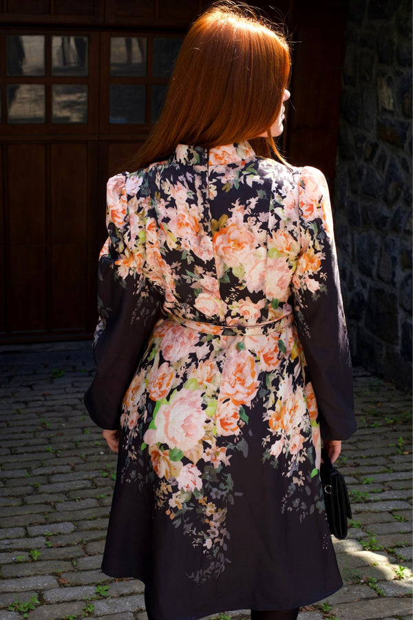 Isabella Black Floral Fit & Flare Dress