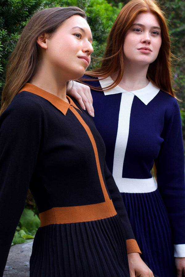 Robe en tricot Clarissa à bordures contrastantes