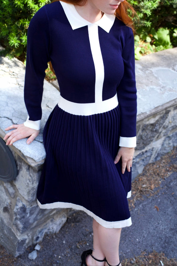 Robe en tricot Clarissa à bordures contrastantes