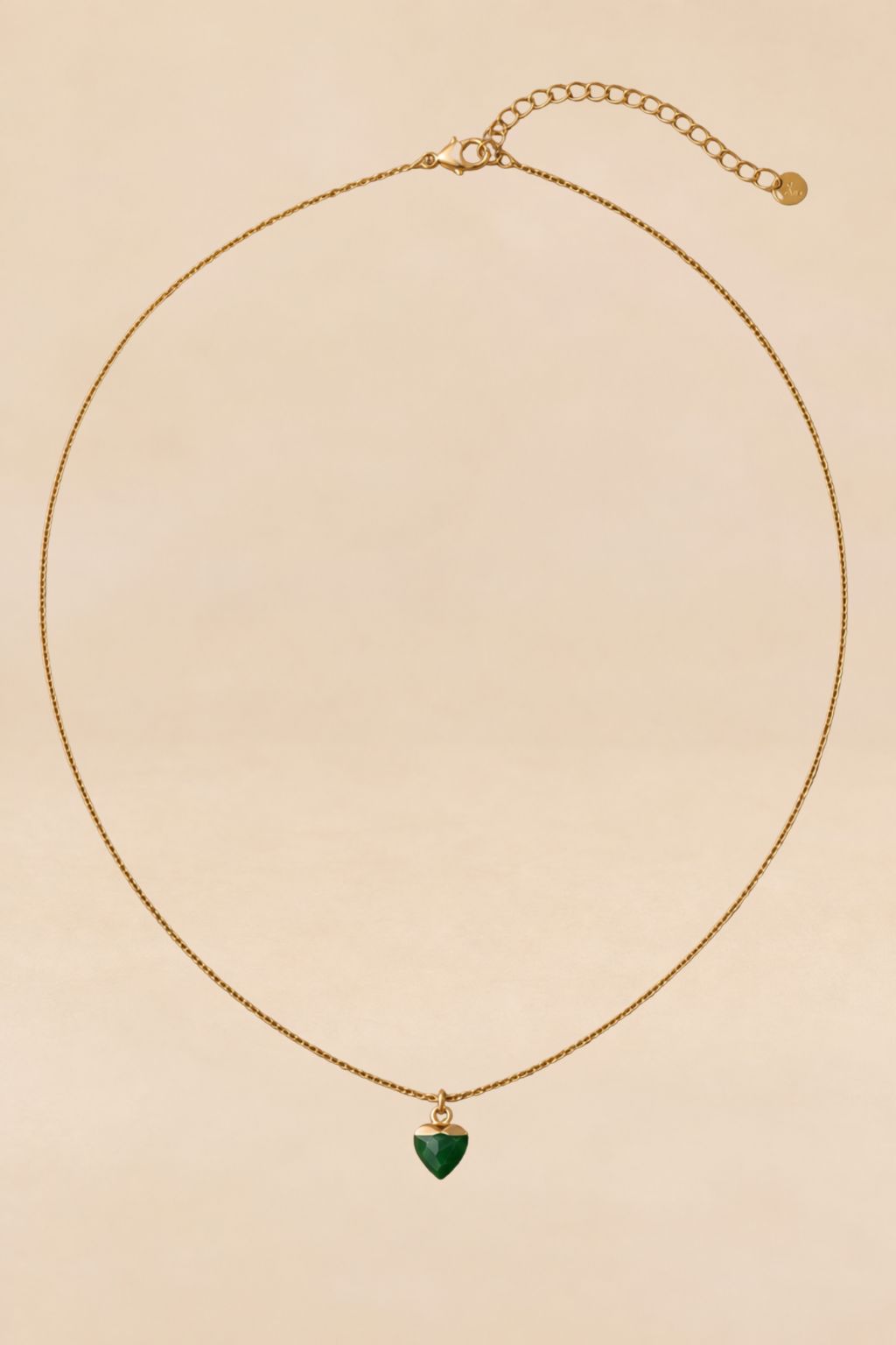 Magnesite Heart Stainless Steel Necklace gold