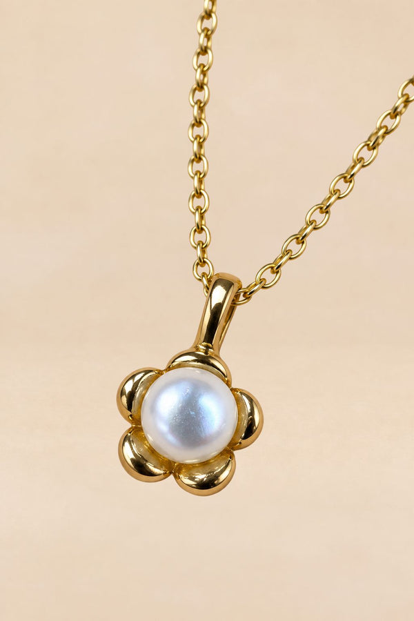 Gold-Tone Pearl-Effect Flower Pendant Necklace