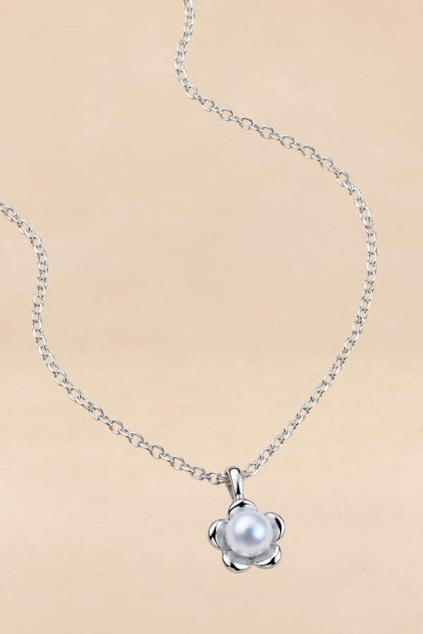 Gold-Tone Pearl-Effect Flower Pendant Necklace