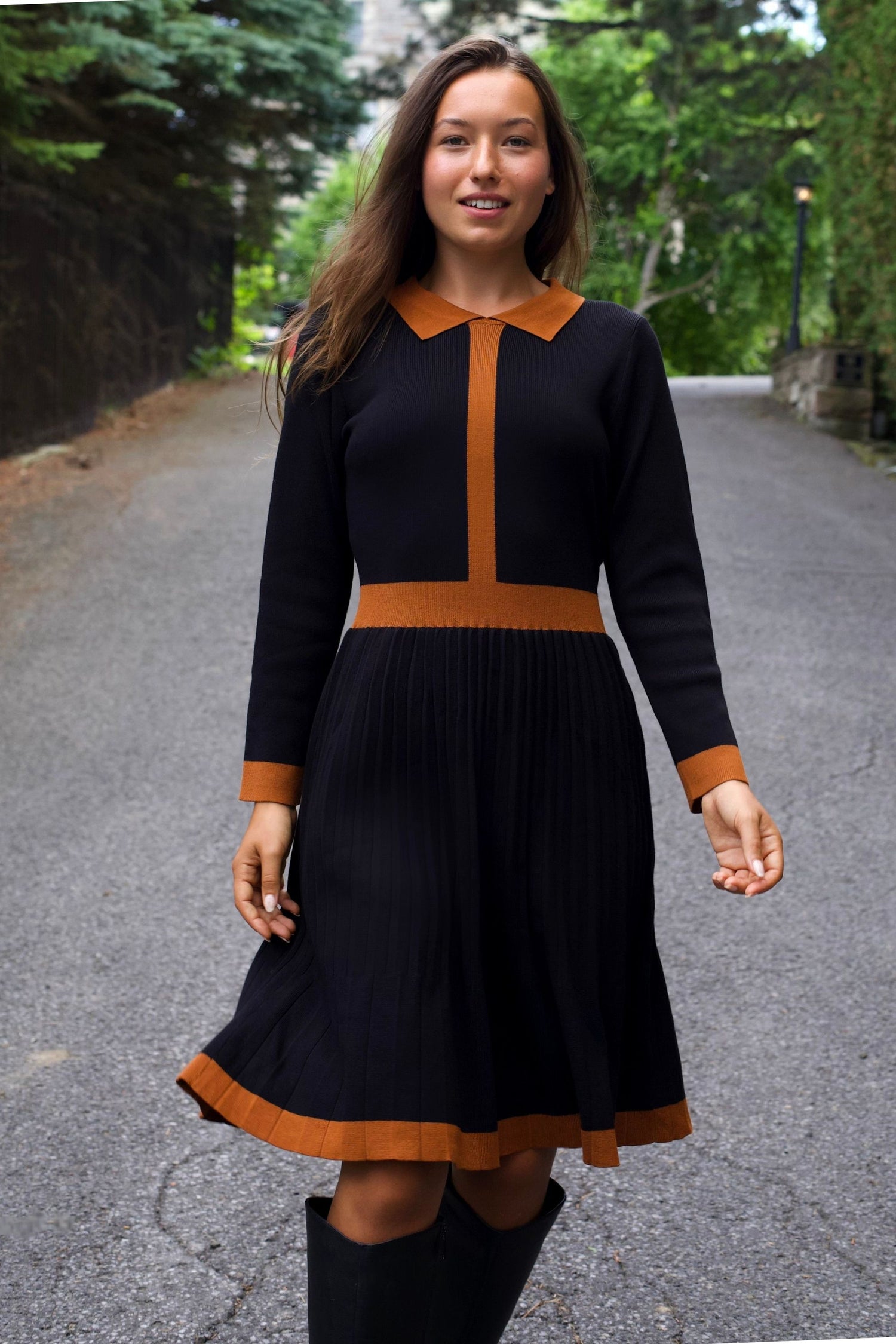 Clarissa Knit Dress with Contrast Trim - Onze Montreal Clarissa Knit Dress with Contrast Trim - Onze Montreal