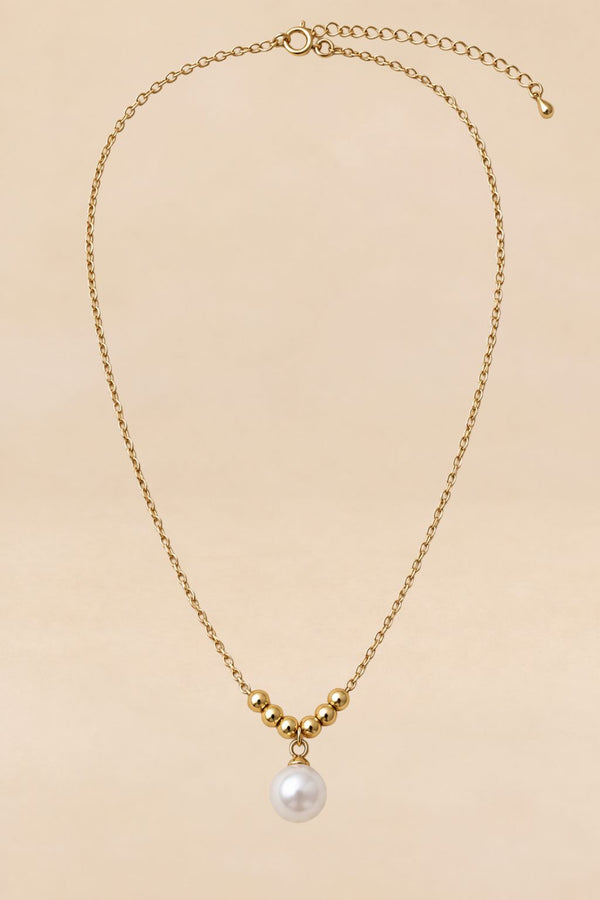 Gold-Tone Beaded Pearl-Effect Pendant Necklace