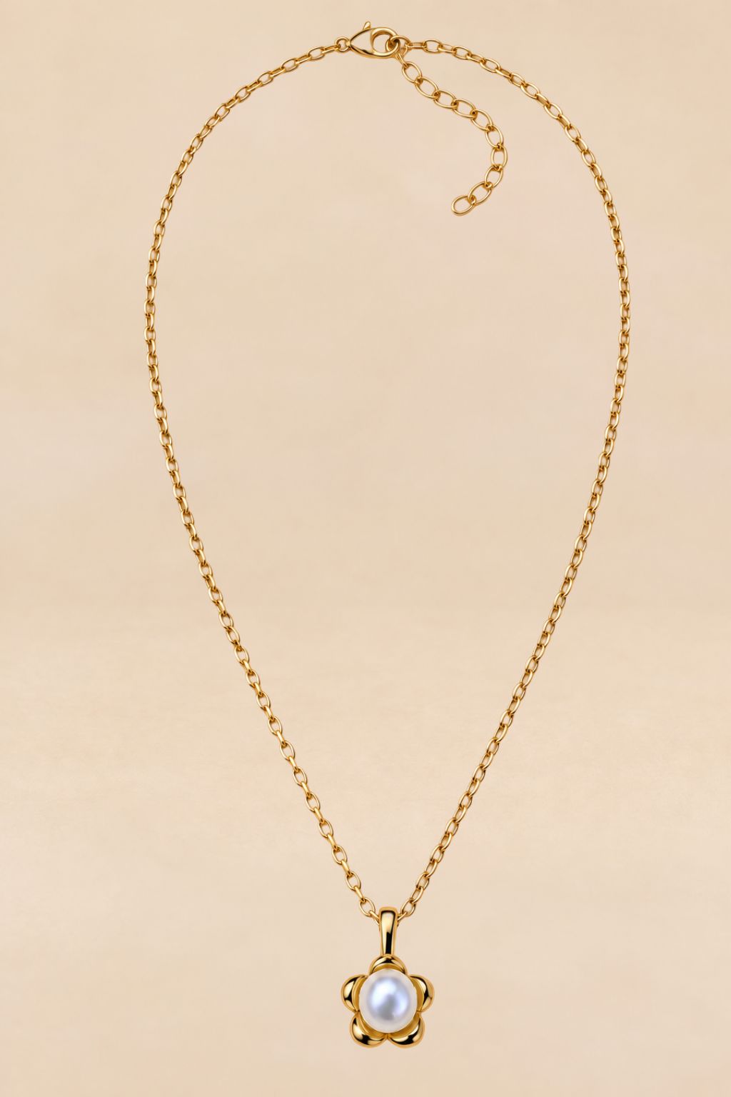 Gold-Tone Pearl-Effect Flower Pendant Necklace