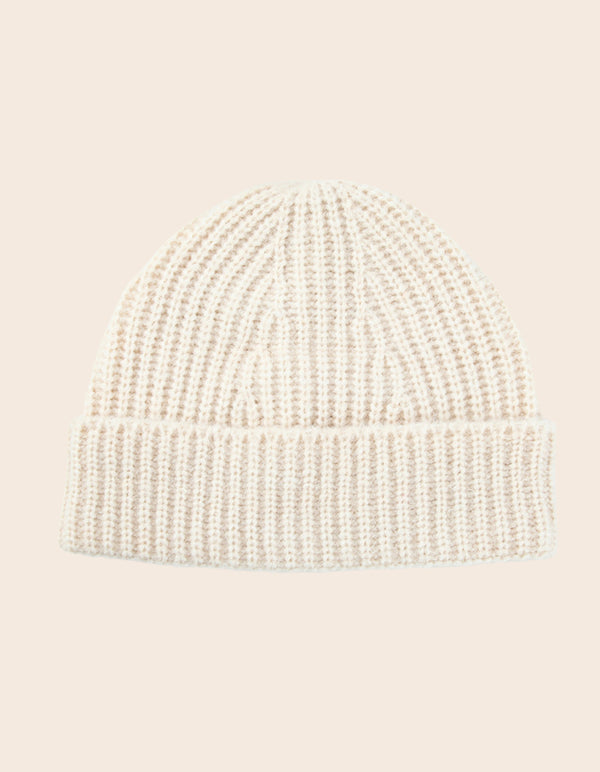 Beannie Hat Rib Knit Solid Color - Onze Montreal White Onze Montreal