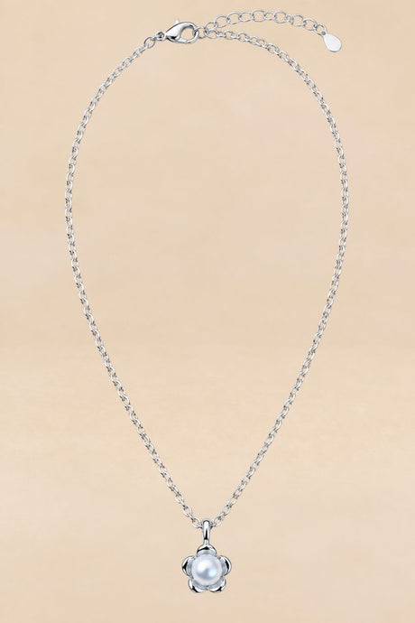 Gold-Tone Pearl-Effect Flower Pendant Necklace