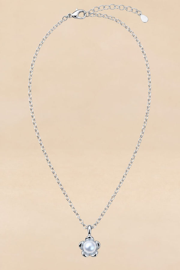 Gold-Tone Pearl-Effect Flower Pendant Necklace