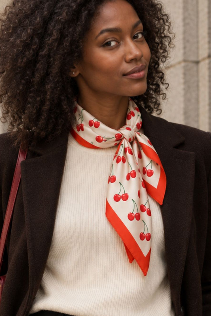 Foulard Carré Imprimé Cerises