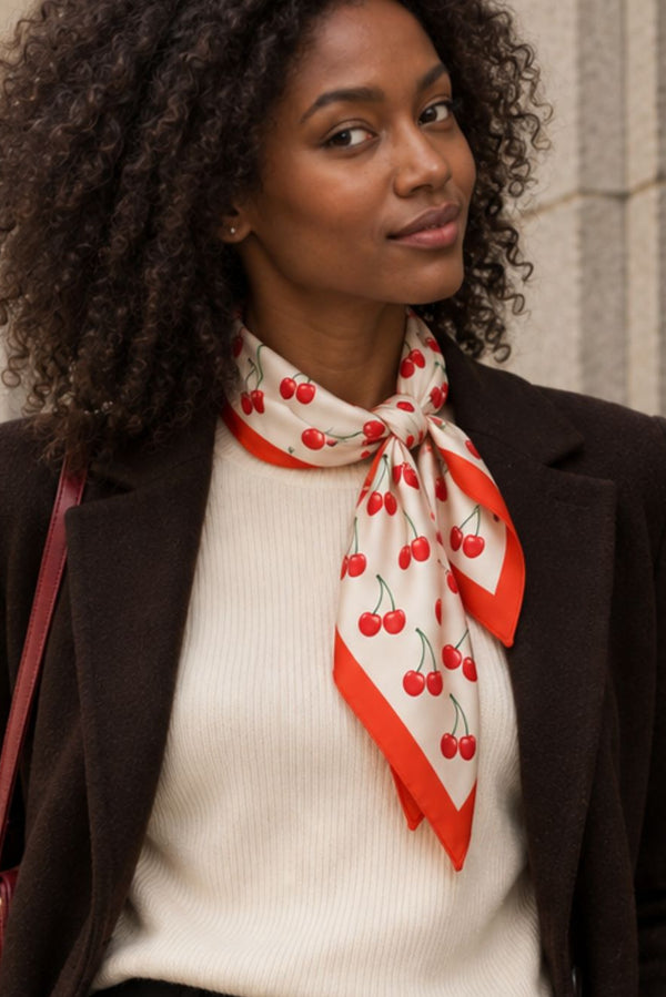 Foulard Carré Imprimé Cerises