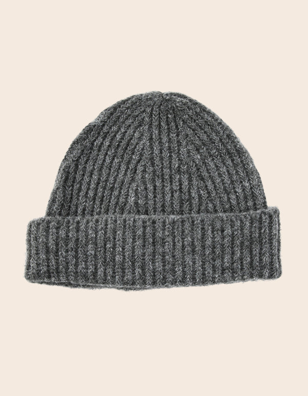 Beannie Hat Rib Knit Solid Color - Onze Montreal Charcoal Onze Montreal