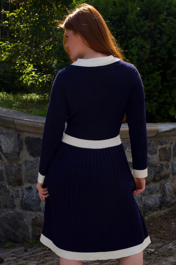 Robe en tricot Clarissa à bordures contrastantes