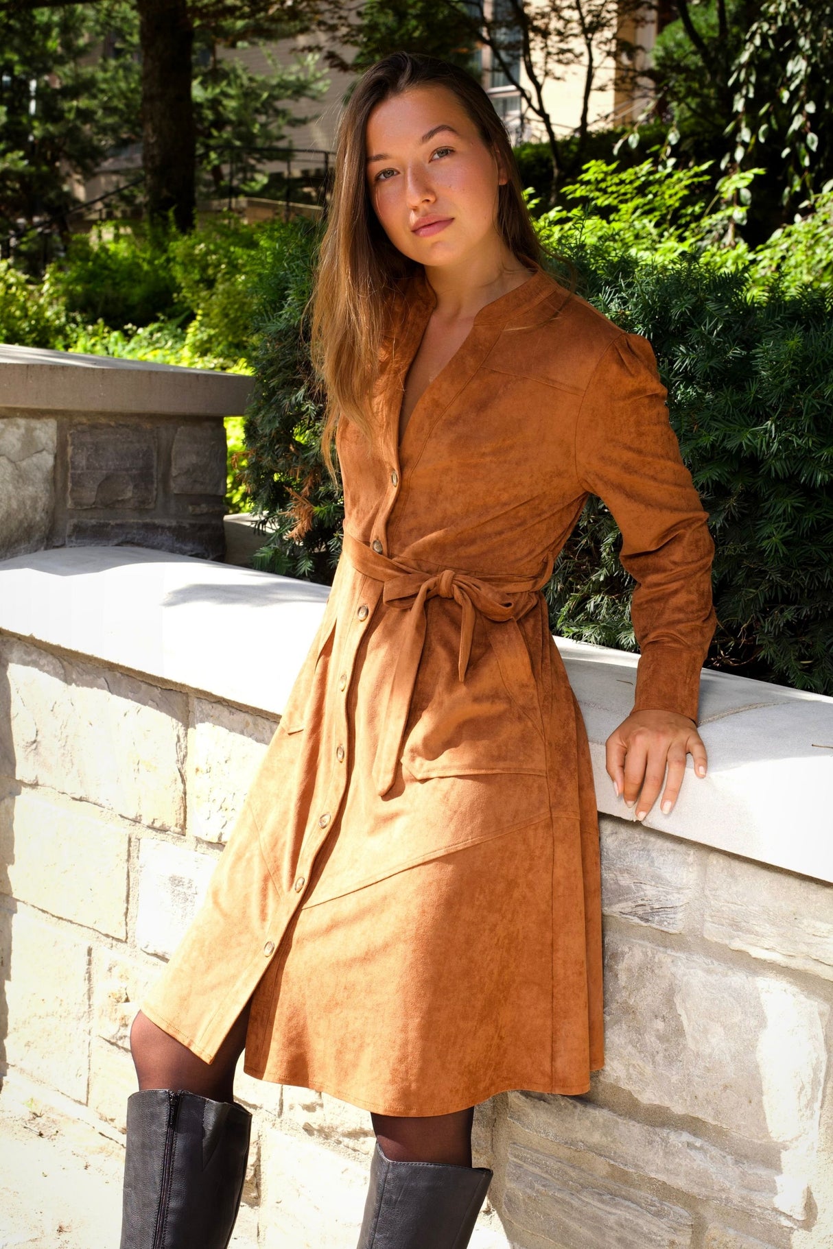 Anastasia Faux Suede Shirt Dress