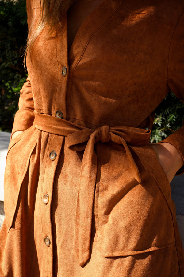 Anastasia Faux Suede Shirt Dress