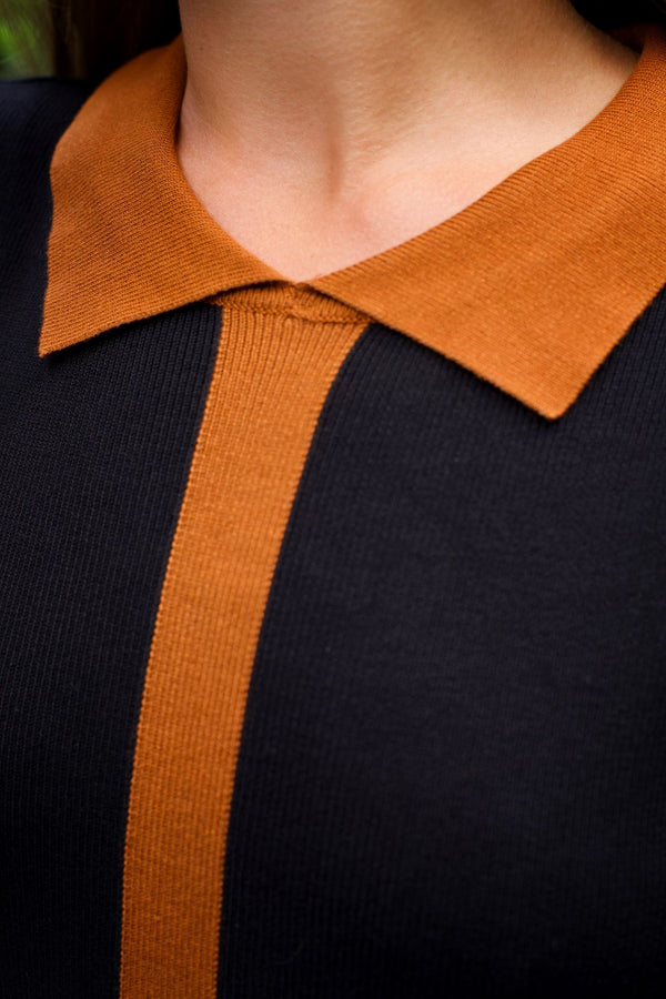 Robe en tricot Clarissa à bordures contrastantes