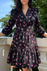 Mila Black Floral Button Dress