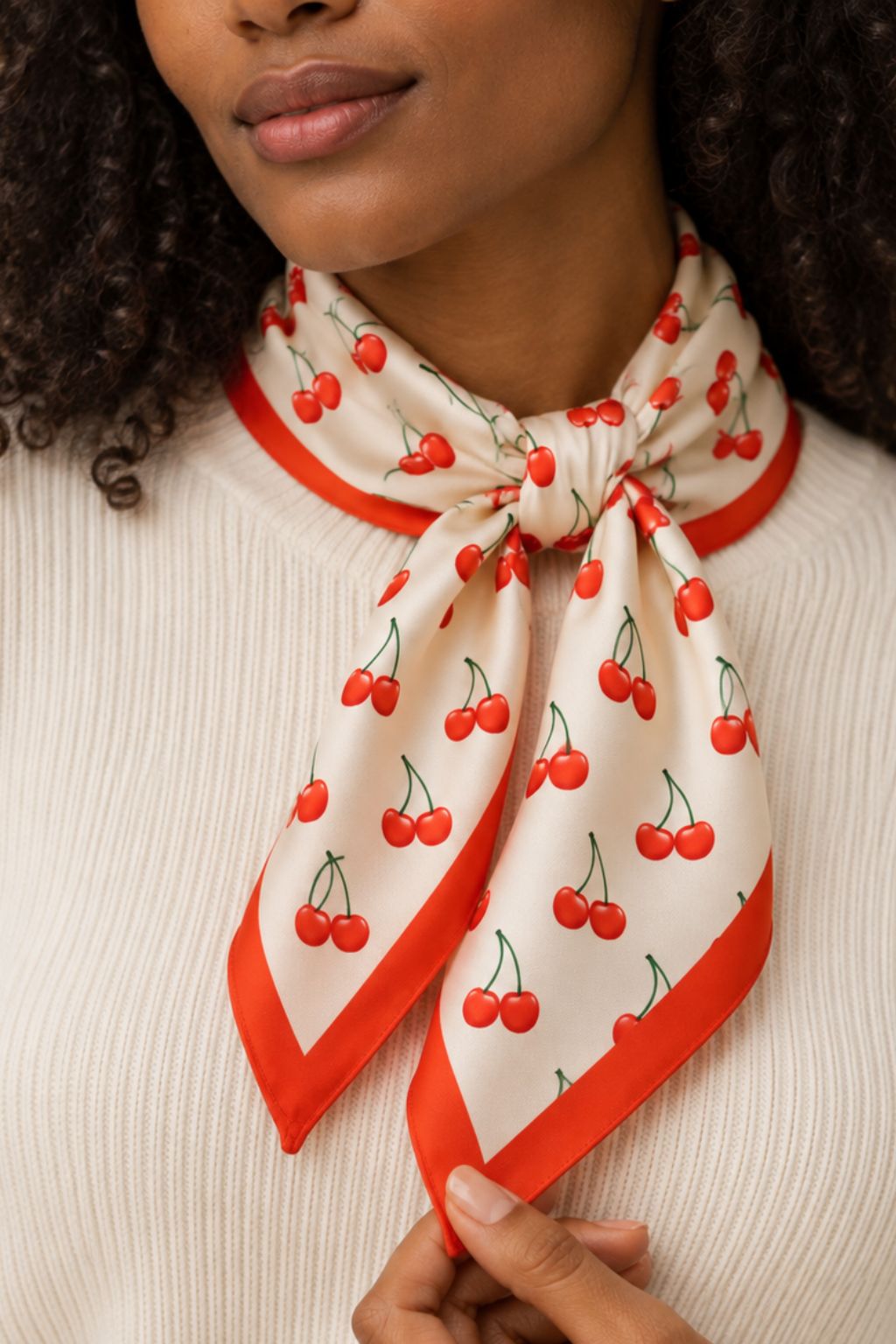 Foulard Carré Imprimé Cerises