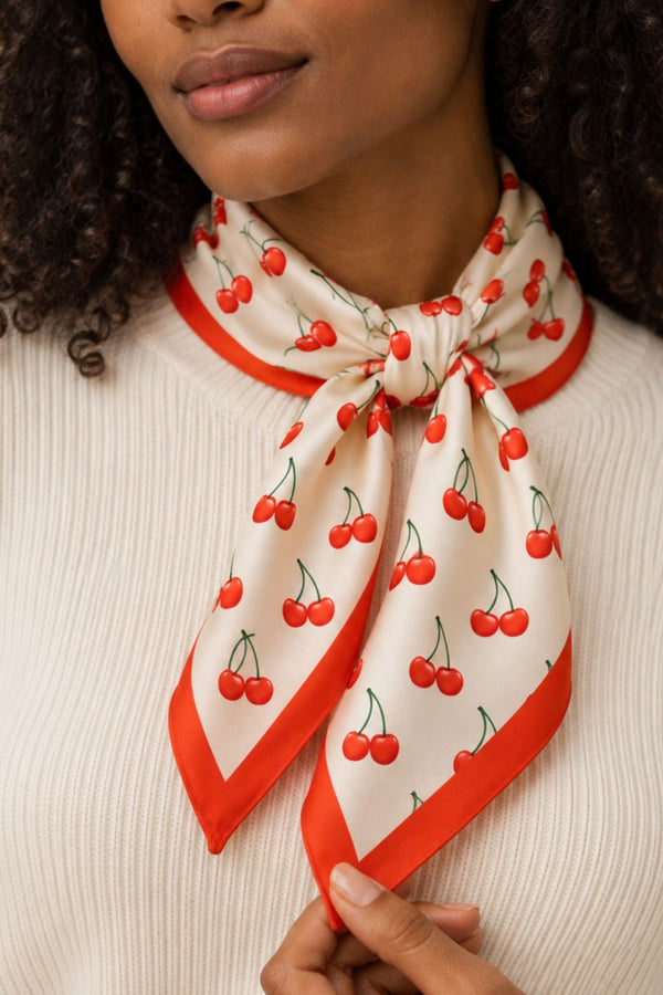 Foulard Carré Imprimé Cerises