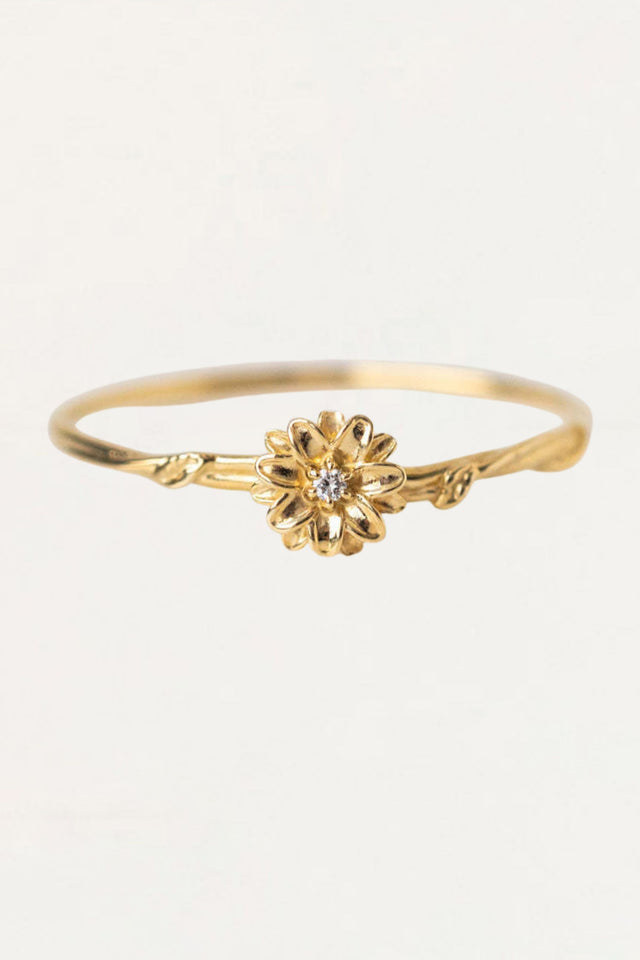 Floriane Ring Birthday Flower Diamond Gold