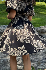 Lottie Black Floral Fit & Flare Dress