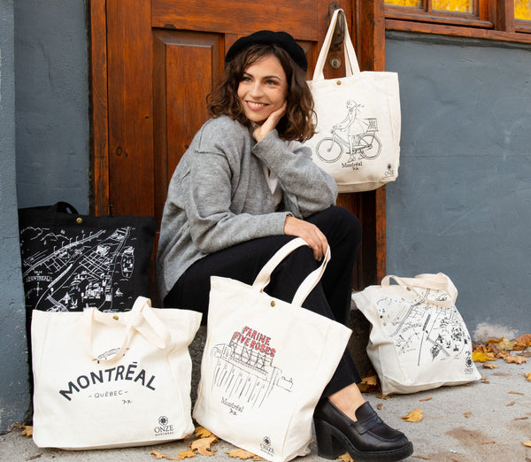 La Métropolitaine Montreal Canvas Tote Bag - Onze Montreal White Annick