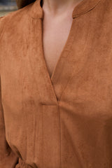 Adrienne Faux Suede Tiered Dress