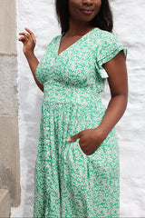 Alma Robe Courte Petites Fleurs Manches Flottantes Poches