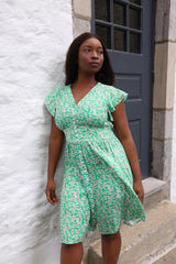 Alma Robe Courte Petites Fleurs Manches Flottantes Poches