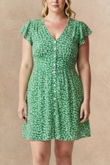 Alma Robe Courte Petites Fleurs Manches Flottantes Poches